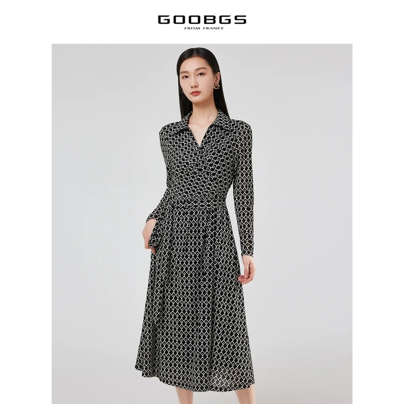 【谷邦L+】谷邦GOOBGS V领长袖连衣裙 G3141595
