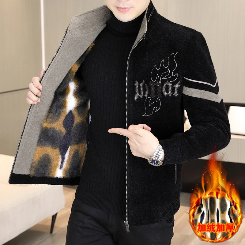 男士秋冬季男装立领呢上衣休闲短款加厚夹克呢子外套保暖不臃肿