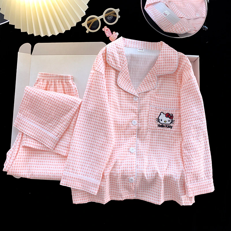 儿童睡衣女童春秋季云朵棉薄款长袖套装中大童女孩卡通亲子家居服