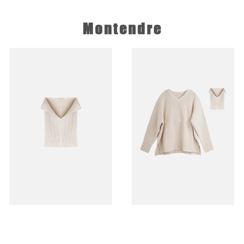 【Montendre】 秋冬上新 L 百搭气质设计感针织衫围脖两件套时尚