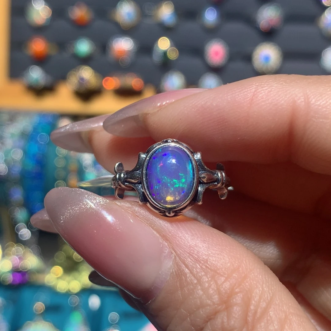 欧泊戒指银S925镶嵌福利