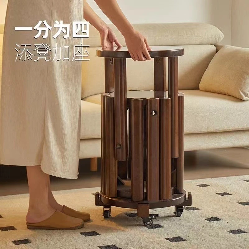 橡胶木实木多功能叠叠乐园凳可叠放新中式客厅卧室餐凳组合免安装