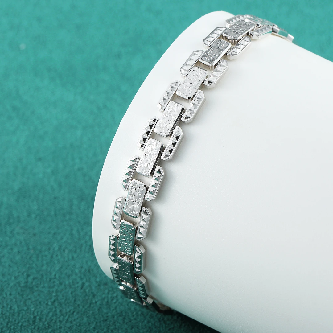 PT990铂金长方碎碎冰表带手链 轻奢时尚百搭简约气质复古CV1541