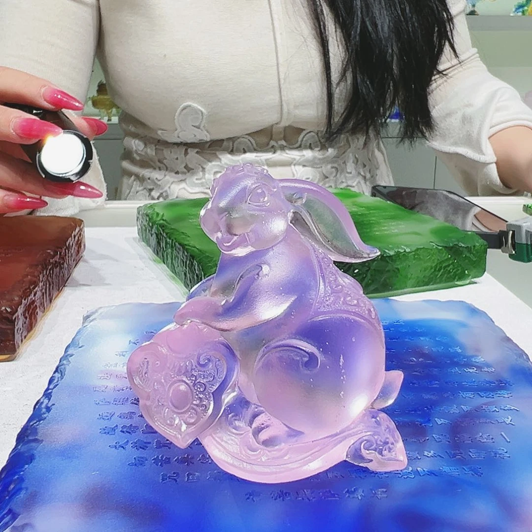 【闪购商品】手工艺品琉璃小兔茶摆