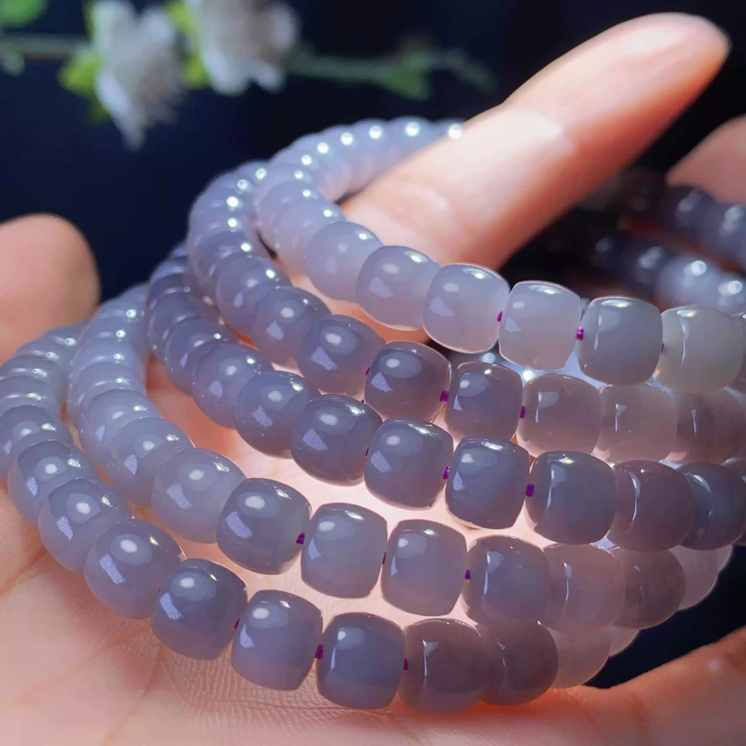 烟紫直切手串天然和田玉简单百搭款（多样性发其一）