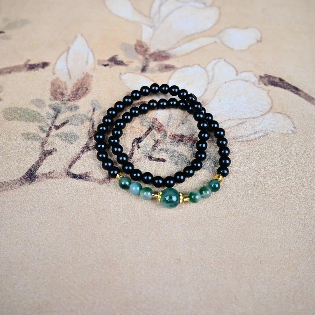 精品黑檀双圈手串QW380