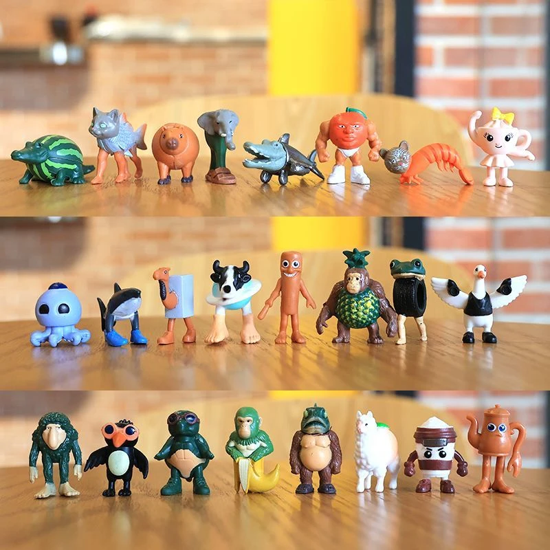 24款外国山海经通通通手办搞怪木棍人鲨鱼大象办摆件模型玩具
