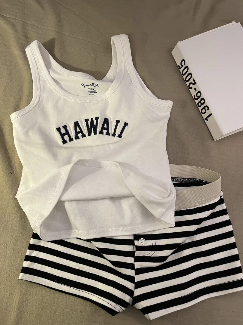 极简风字母背心睡衣女夏季新款ins甜美纯欲显瘦短裤套装家居服