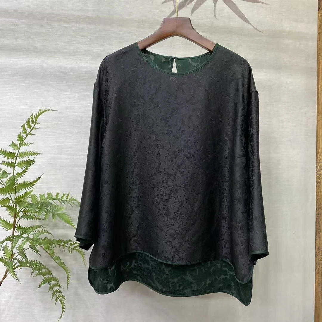 知羽.香云【木羽】新中式圆领香云纱双面穿桑蚕丝上衣ZY251525