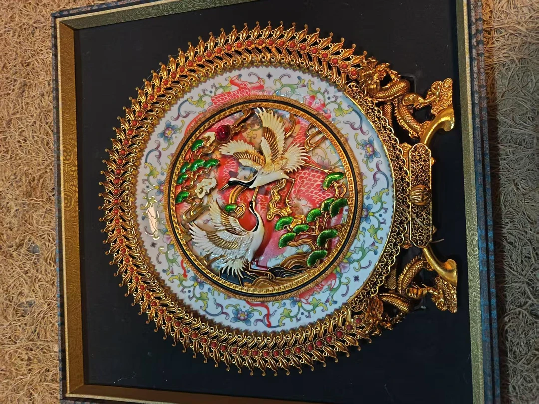 家居饰品 双鹤盘 流水家居摆件仿古工艺品