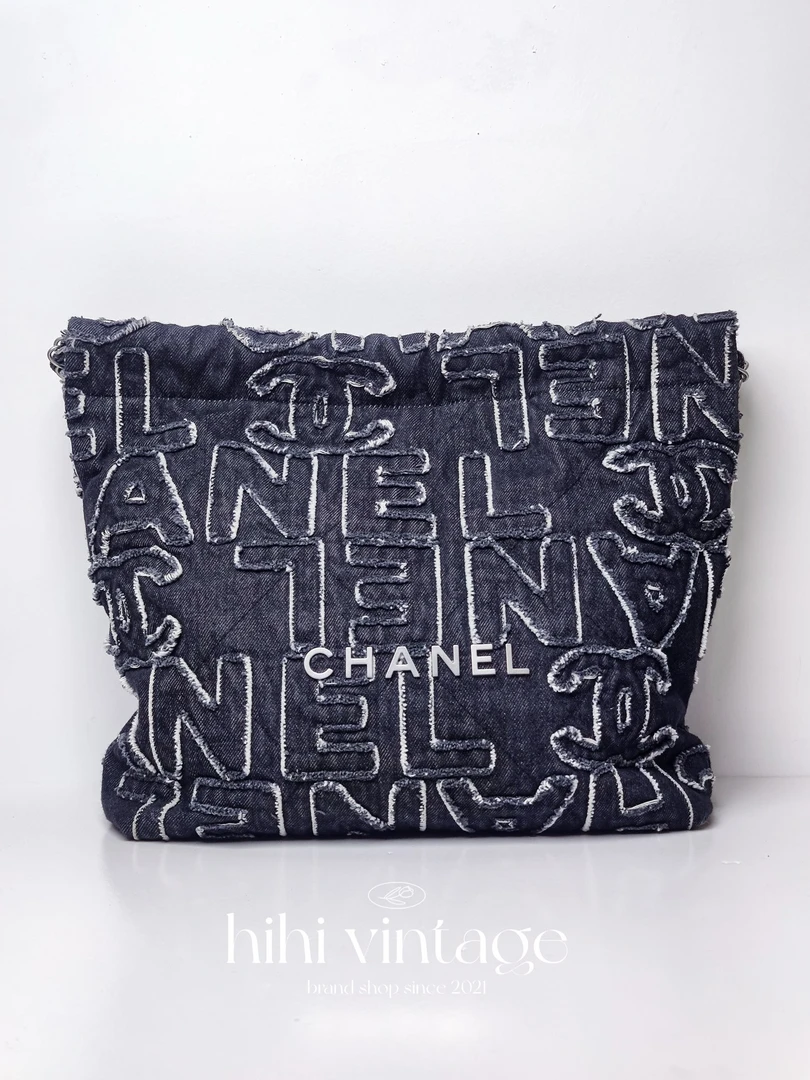 99新 Chanel/香奈儿 香奈儿 黑色拼布丹宁银链小号22bag 16045873