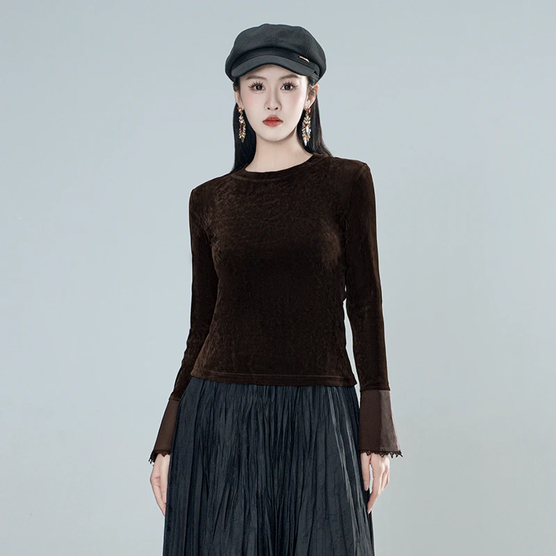 青娘子高端打底衫新款秋冬内搭圆领长袖设计感小众独特上衣-61487