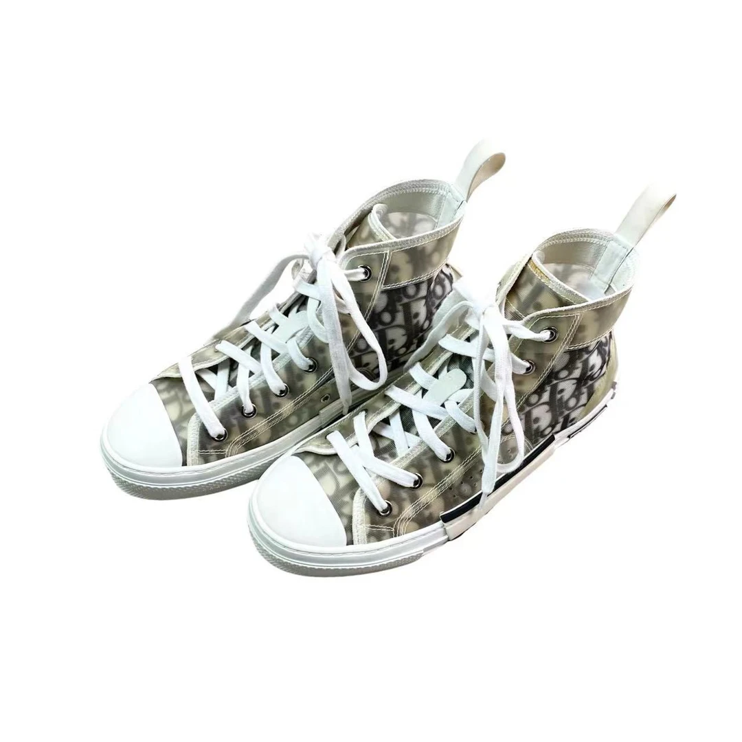 99新 DIOR/迪奥  yy零一四八 老花满印高帮帆布鞋 38码