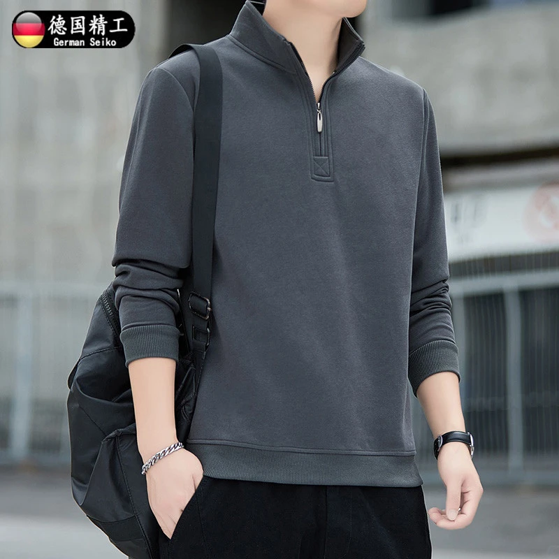 德国品质卫衣男士春秋季宽松立领半拉链2026新款休闲套头长袖上衣