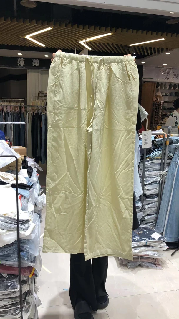时尚休闲直筒裤黄色9573