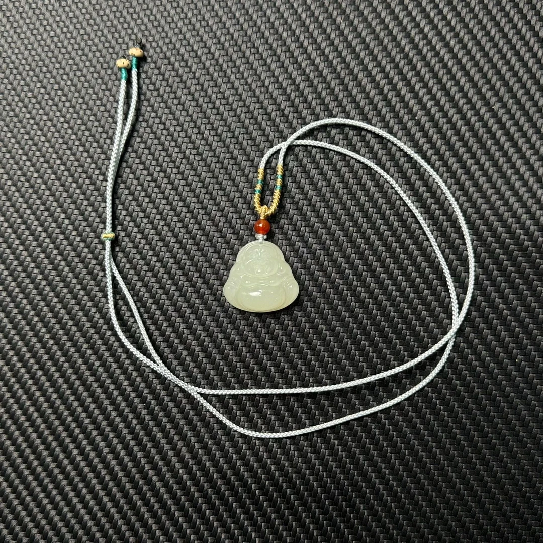 【碧雲珠宝】天然和田玉佛公手工雕刻白玉佛公手工编绳