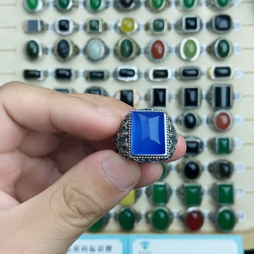 银S925镶嵌戒指玛瑙/玉髓淼**视