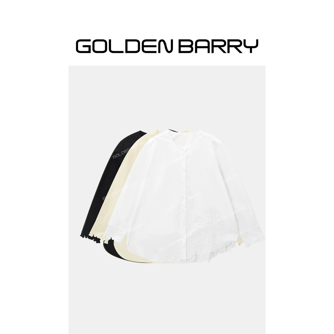 GOLDENBARRY|212605重工绣花衬衣时尚休闲百搭潮流印花设计感