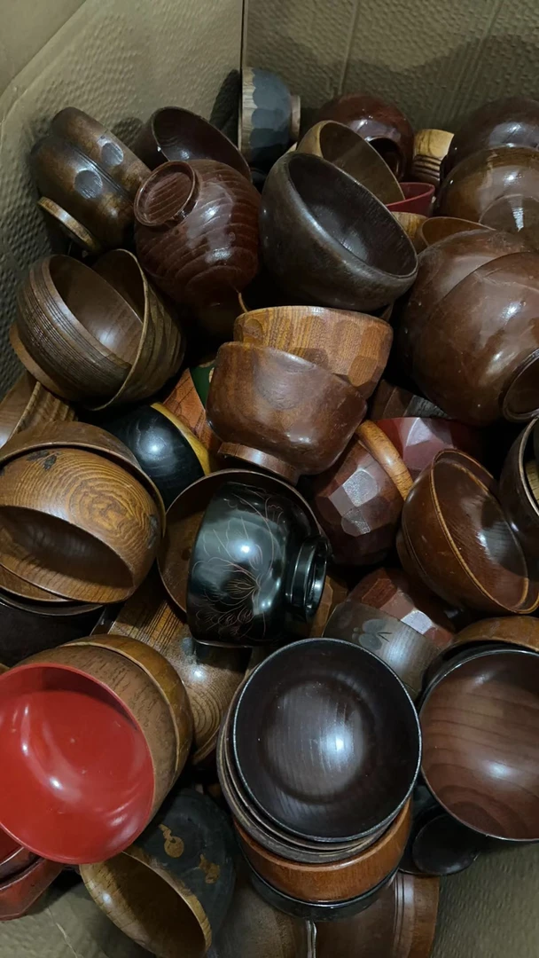 刮痕不分纹路形状多色不止图片色小号木头日式防烫碗发3个