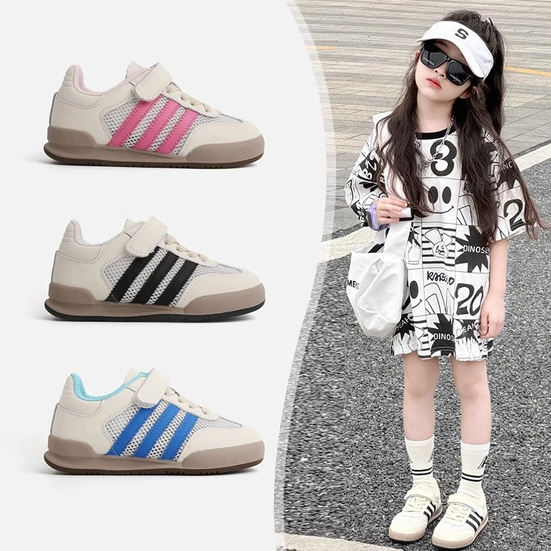 ABC夏季新款儿童鞋软底真皮运动鞋男女童韩版时尚网面透气休闲鞋