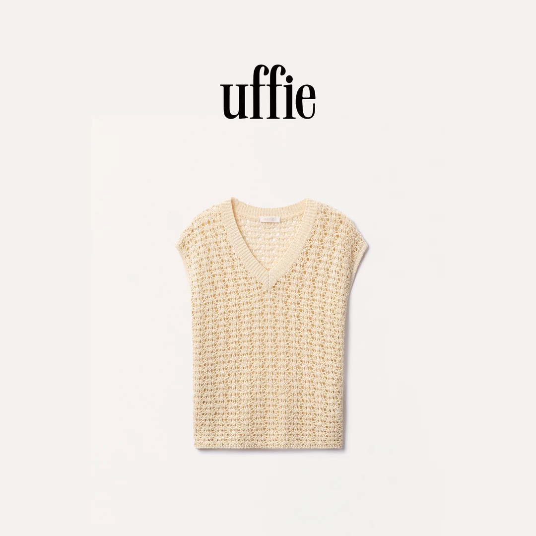 UFFIE于绘 亮片花纱镂空针织上衣