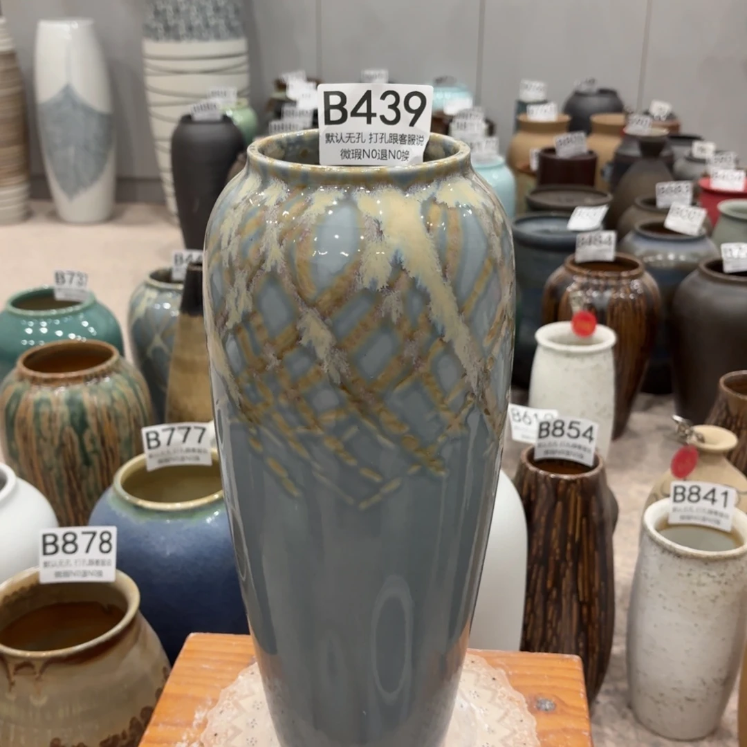 摆件439 景德镇陶瓷花瓶高34口9