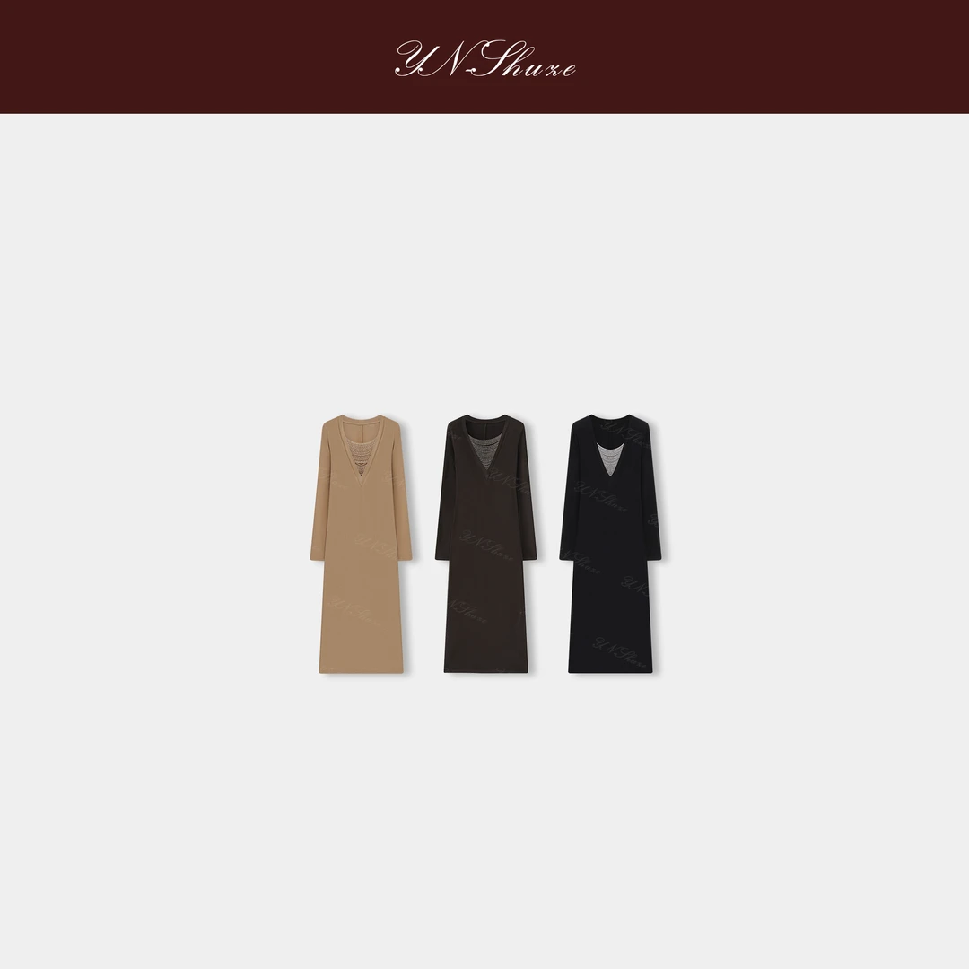 YN-SHUZE设计师秋冬中长款连衣裙裙子SZ-YNC-2025978