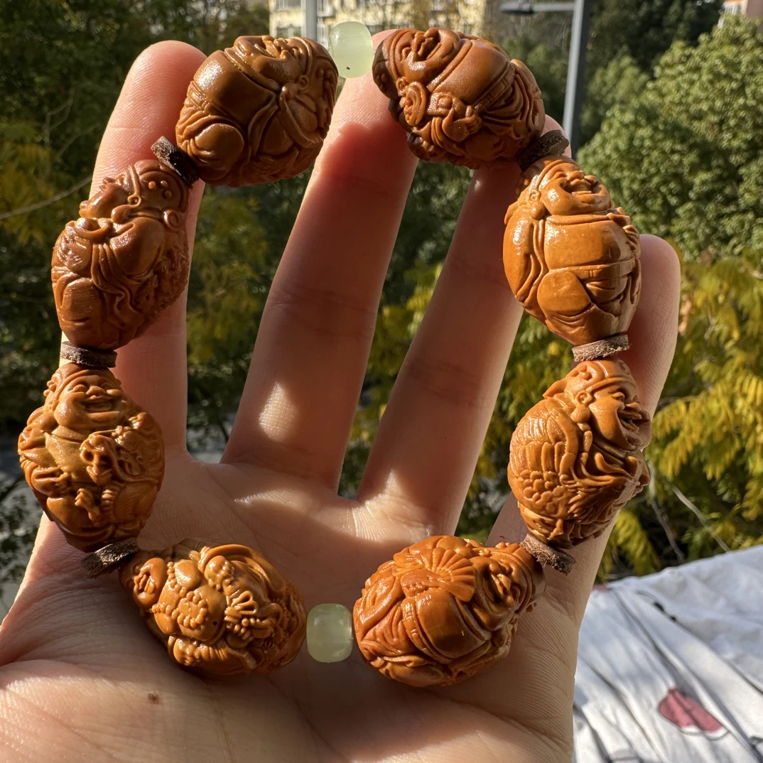 橄榄核核雕尺寸21瑞兽财神手工文玩手串手持挂件精品核雕核质红润