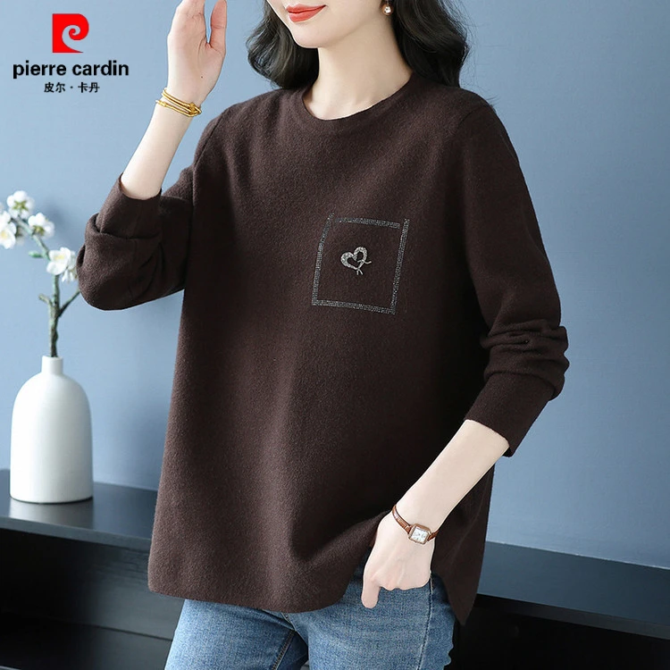 皮尔卡丹中老年大码女装打底衫2025新款洋气时尚妈妈毛衣显瘦藏肉