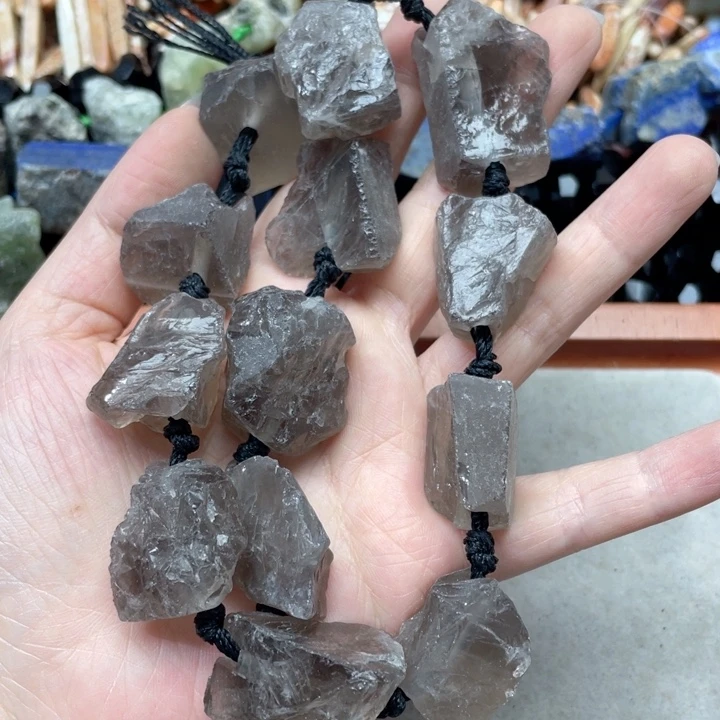 玛瑙/玉髓合金珠宝半成品一条茶晶原石