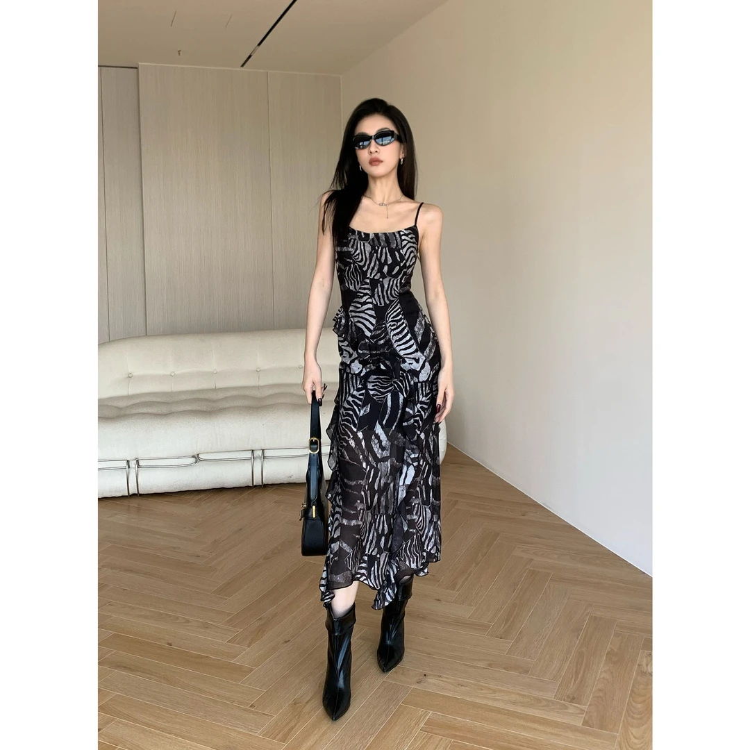 【清仓】JIJINQI时尚气质百搭吊带裙新款显瘦连衣裙JC12LZPT751