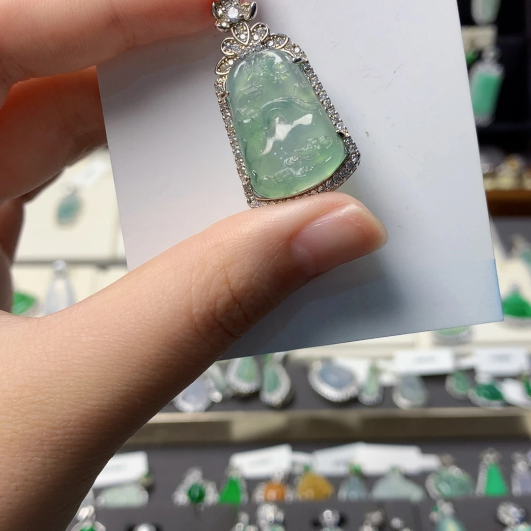 翡翠银S925镶嵌挂件