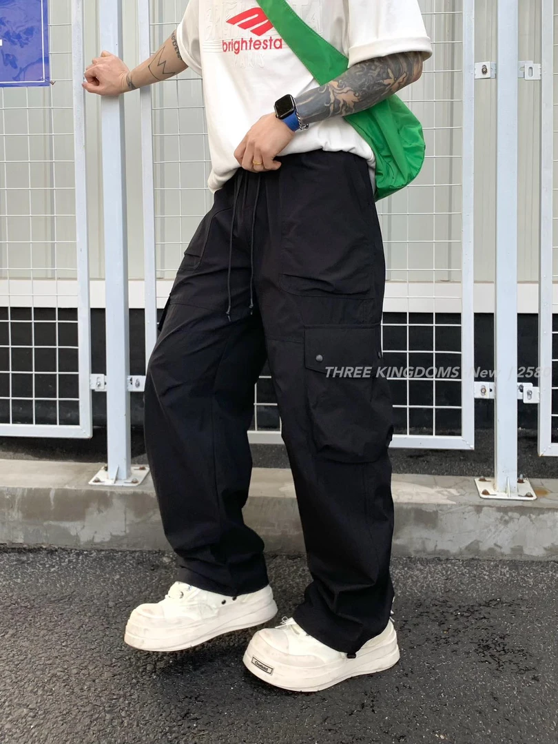薄款长裤潮青春活力宽松型休闲裤韩版抽绳美式复古