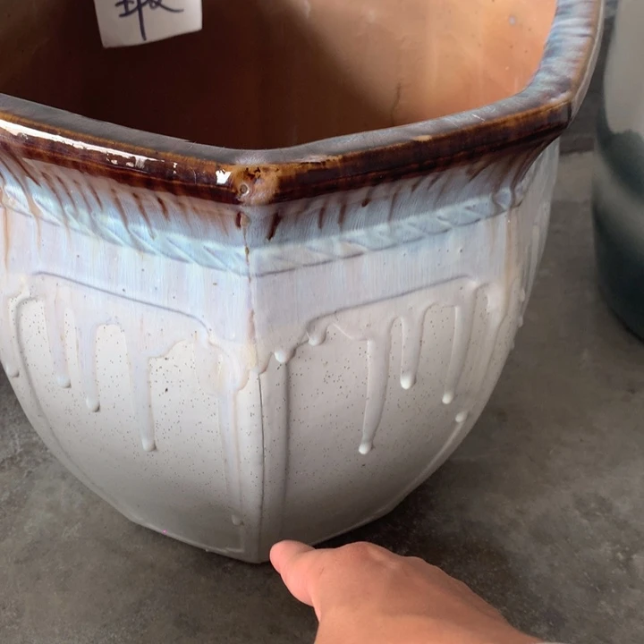 花盆陶瓷三色流油特大