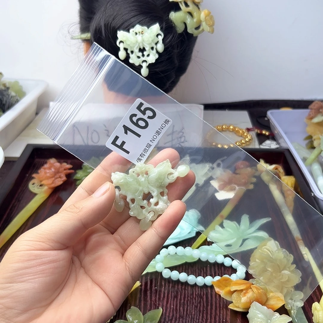 蛇纹石玉合金发饰一****薇