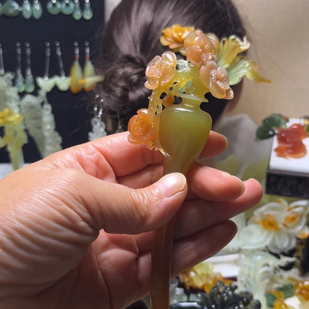 【闪购商品】合金蛇纹石玉发饰未*