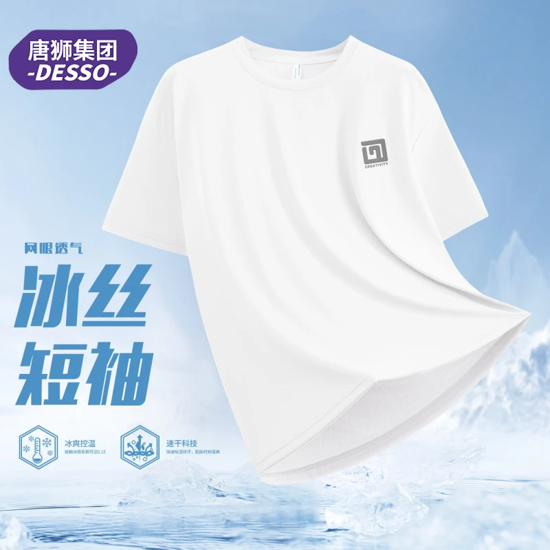 唐狮集团DESSO冰丝短袖t恤男款2025新款夏季运动速干上衣男士衣服