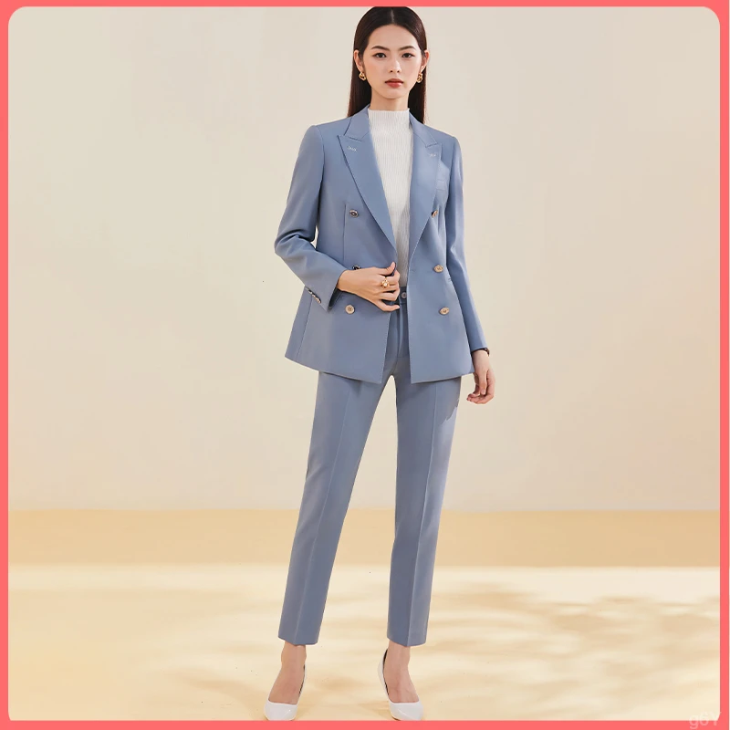 职业西装套装女秋冬季粉色通勤气质端庄高级感显瘦面试西服正装女