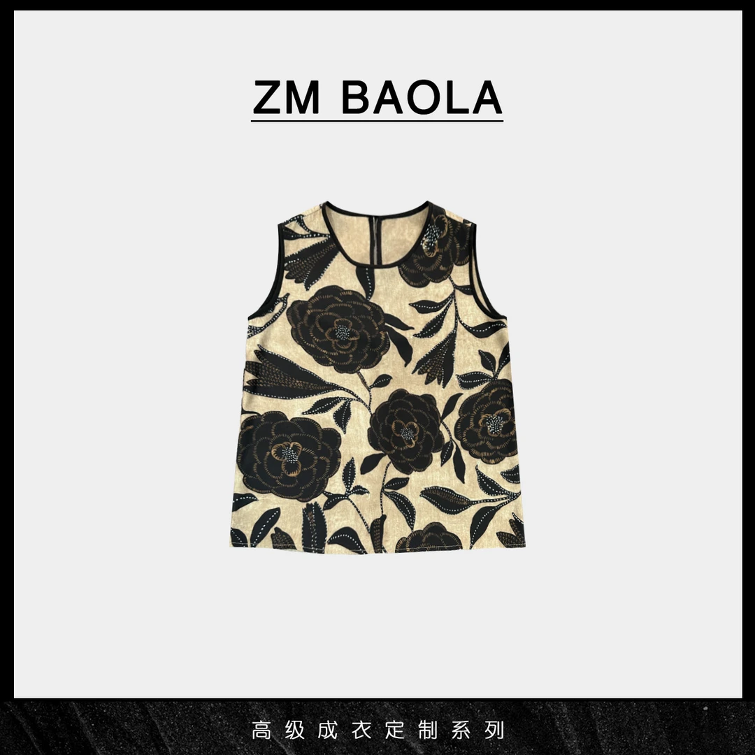 ZM BAOLA【花枝】禅意复古牡丹印花上衣Y176-M2