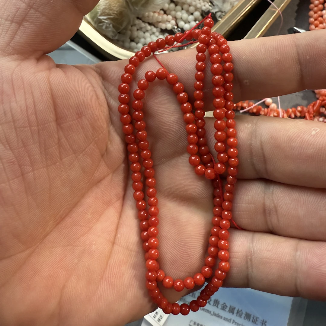 天然红珊瑚沙丁小米珠