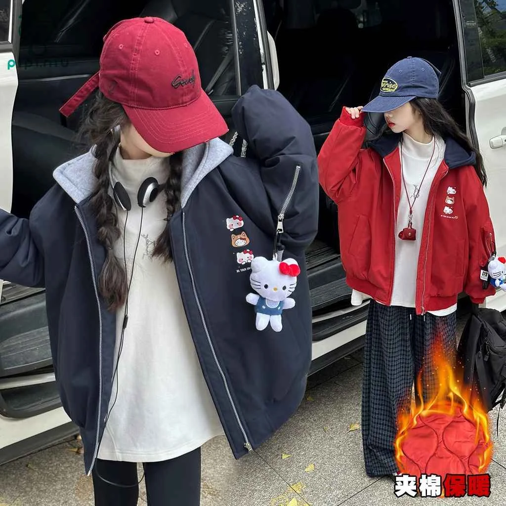 女童外套深秋2025新款中大童夹棉洋气夹克儿童棒球服外套