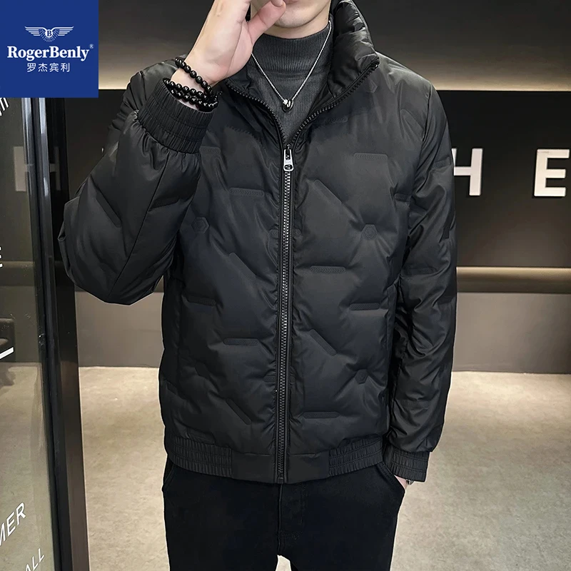 罗杰宾利2025冬季新款羽绒服男立领潮牌保暖外套866673