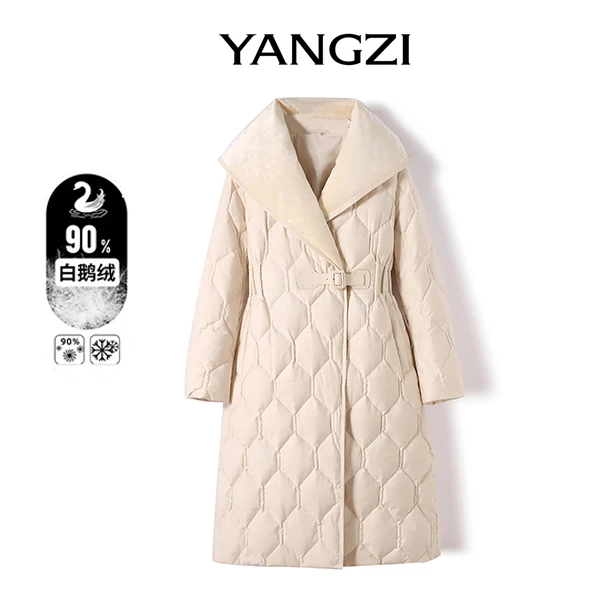 24冬季新品大翻领设计感收腰显瘦中长款白鹅绒服 XGD2412-515