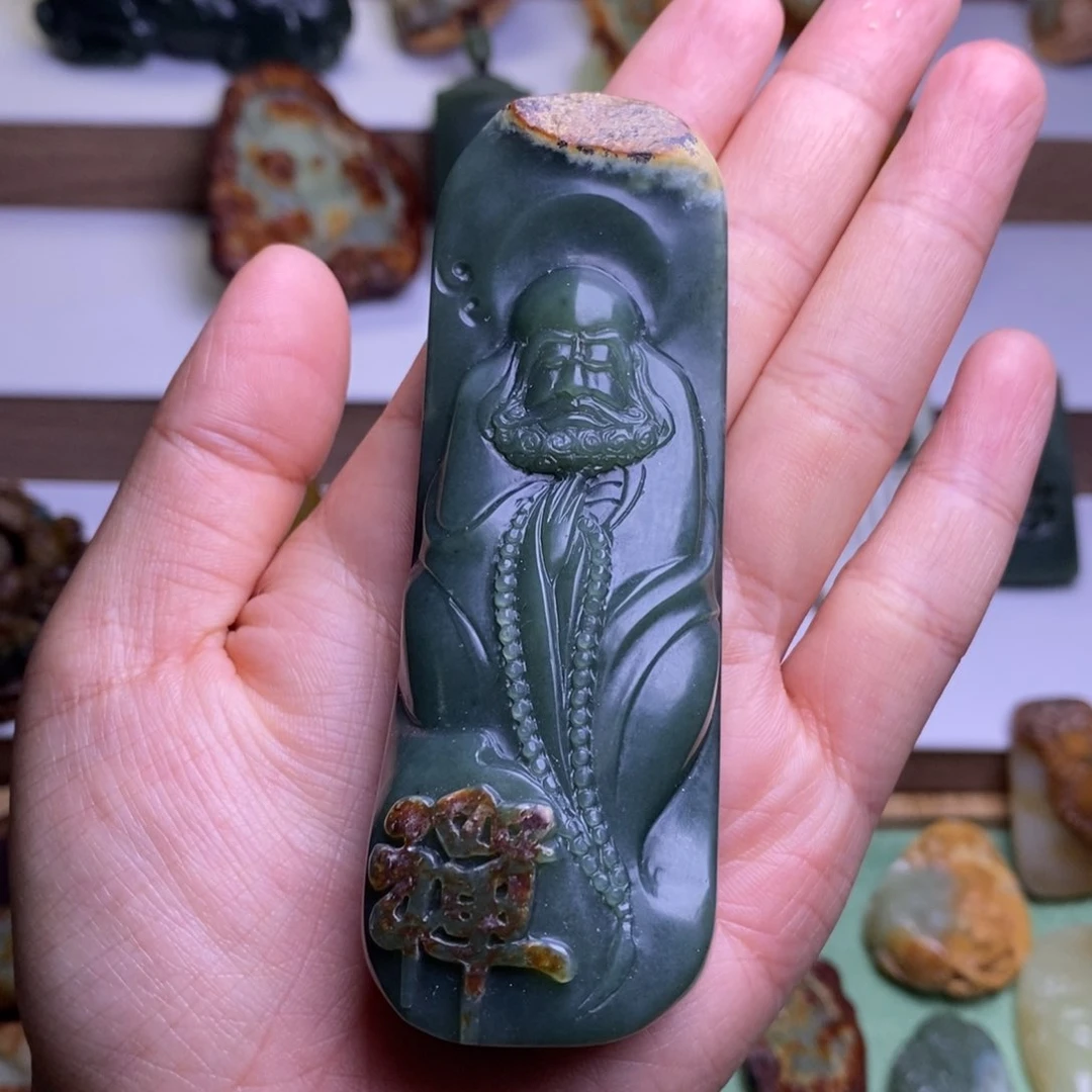 未镶嵌岫岩河磨玉（透闪石质玉）把件K*n