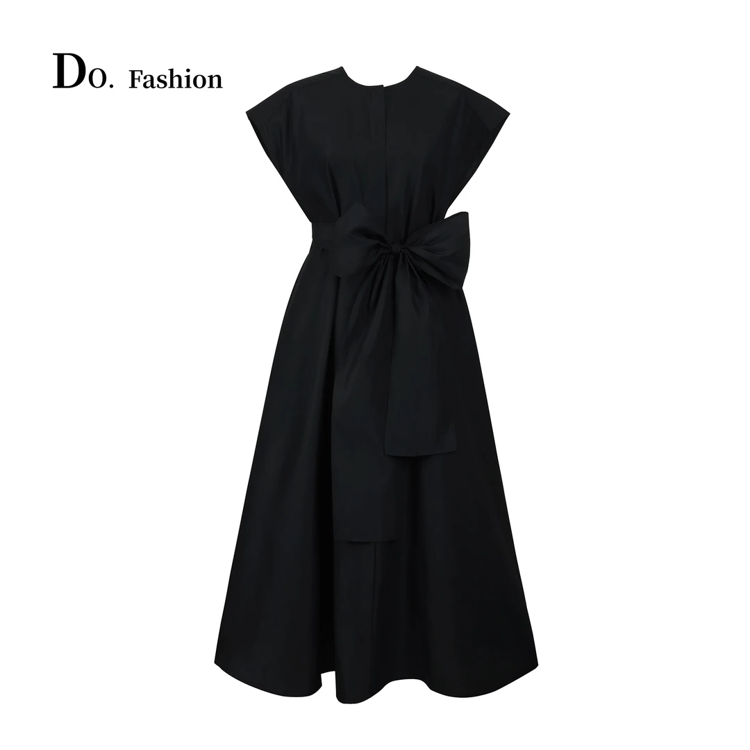 【Do.Fashion欧阳】“赫本洋装”进口真丝夏季羊毛气质轻奢黑色连衣裙