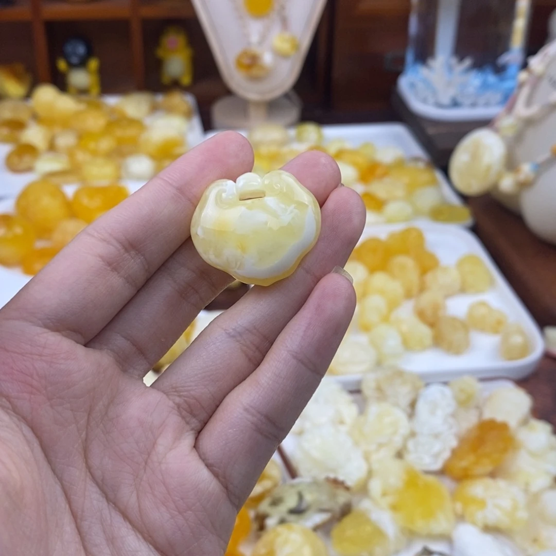 未镶嵌琥珀手链灿**辰蜜蜡如意锁