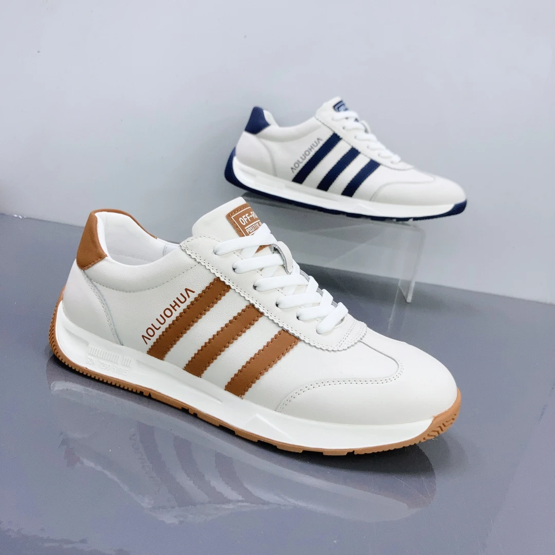 2025春季新款牛皮男鞋轻奢潮流真皮阿甘鞋透气德训鞋百搭休闲单鞋