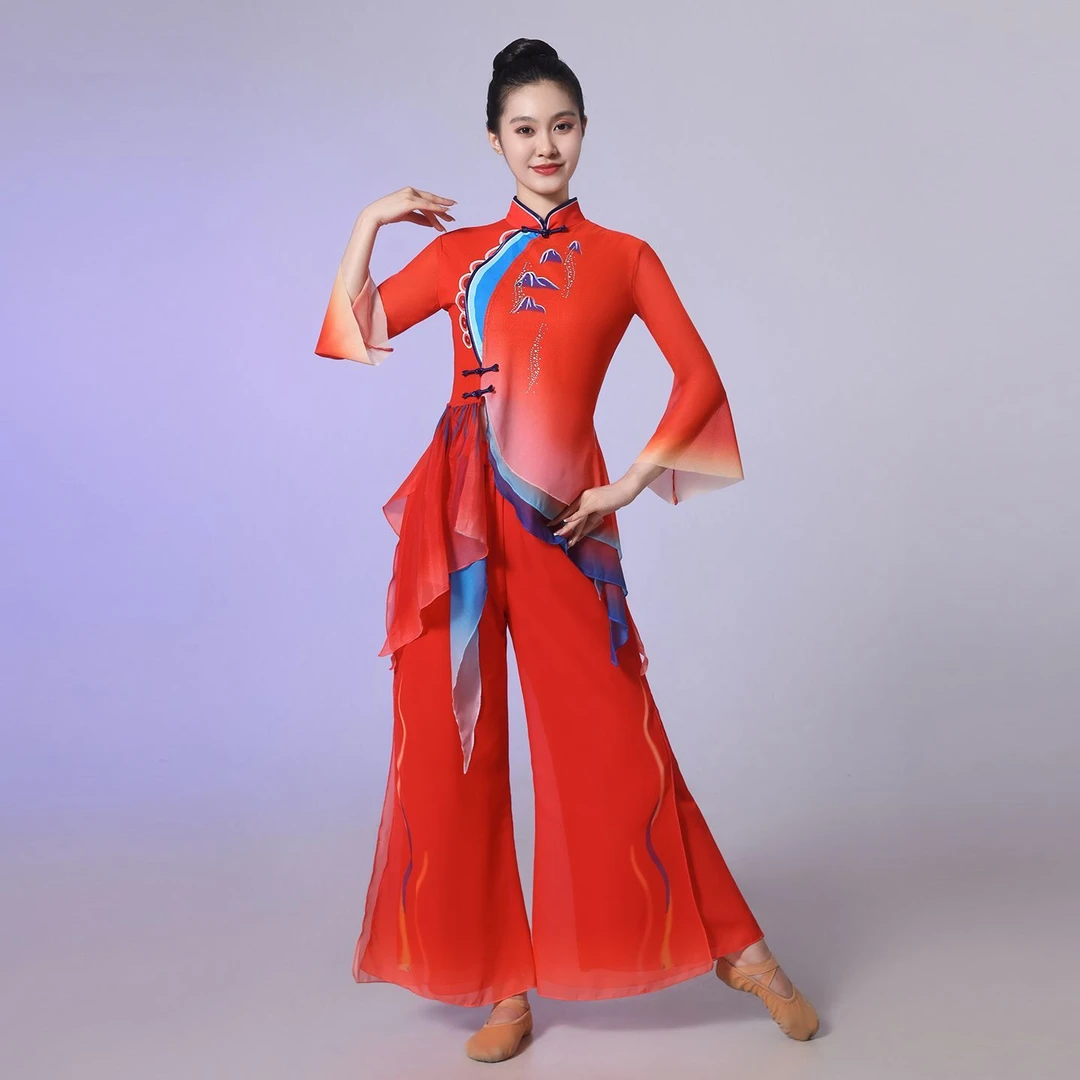高先玉同款东方红秧歌演出服中国新款扇子舞套装古典舞蹈服广场舞