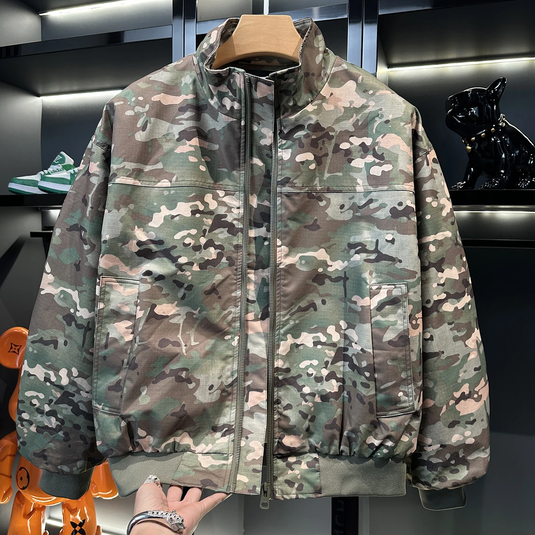 夹克冲锋衣美式复古工装夹克春秋痞帅立领户外战术迷彩休闲男外套