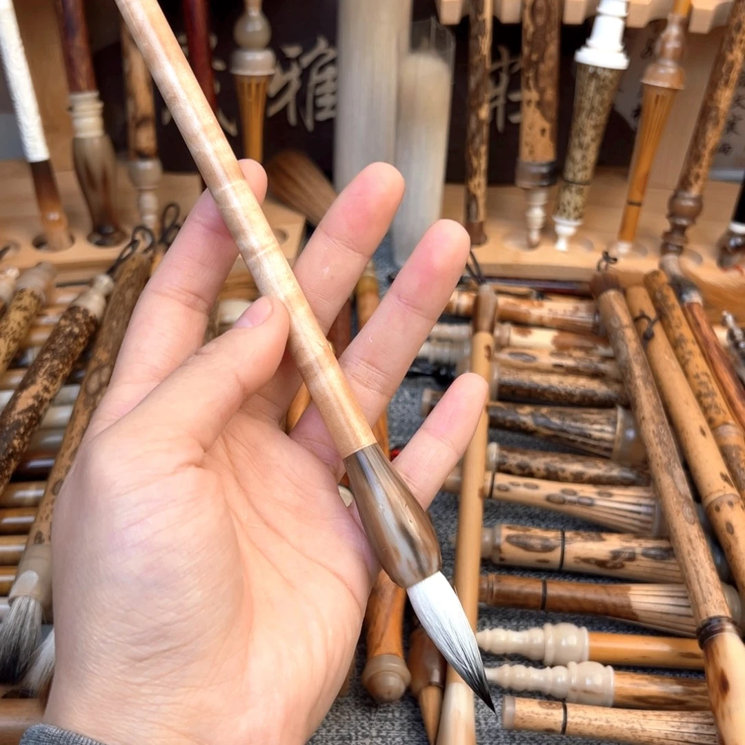 金丝楠木3.8 紫羊兼毫作品